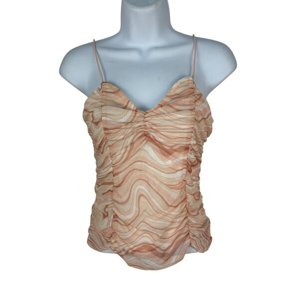 No Boundaries Swirled Peach Ruched Cami Top Size Small - Picture 1 of 5